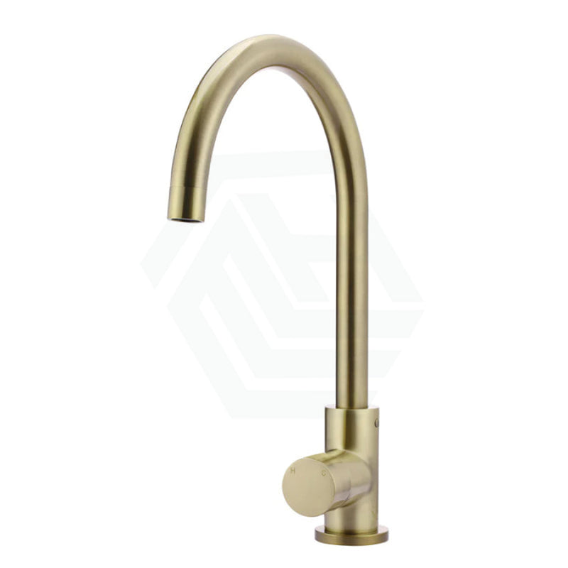 Meir Round Gooseneck 360¡ã Swivel Kitchen Mixer Tap With Pinless Handle Pvd Tiger Bronze Sink Mixers