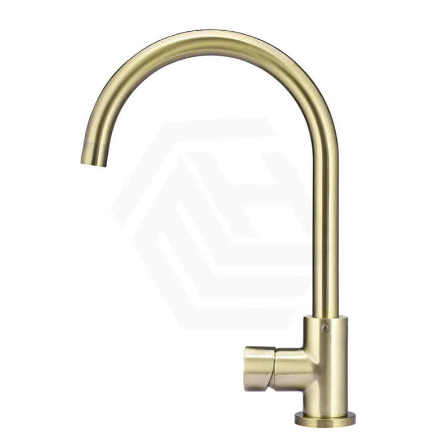 Meir Round Gooseneck 360¡ã Swivel Kitchen Mixer Tap With Pinless Handle Pvd Tiger Bronze Sink Mixers