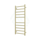 G#8(Gold) Radiant Light Gold Heated Round Ladder Towel Rail 430 X 1100Mm 10 Bars Bottom Left Rails