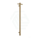 Thermogroup 900Mm Brushed Brass Round Vertical Single Heated Towel Rail Rails