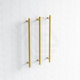 G#2(Gold) Thermogroup 12V 900Mm Brushed Brass Round Vertical 3 Single Heated Towel Rails