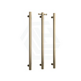 Thermogroup 900Mm Brushed Brass Round 3 Vertical Single Heated Towel Rails