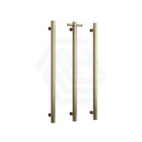 Thermogroup 900Mm Brushed Brass Round 3 Vertical Single Heated Towel Rails