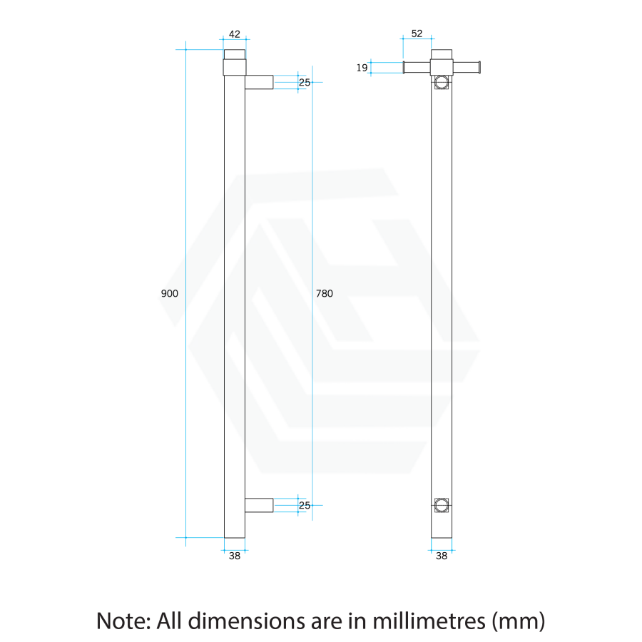 Thermogroup 900Mm Brushed Brass Round Vertical Single Heated Towel Rail Rails