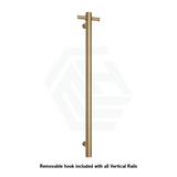 Thermogroup 900Mm Brushed Brass Round Vertical Single Heated Towel Rail Rails