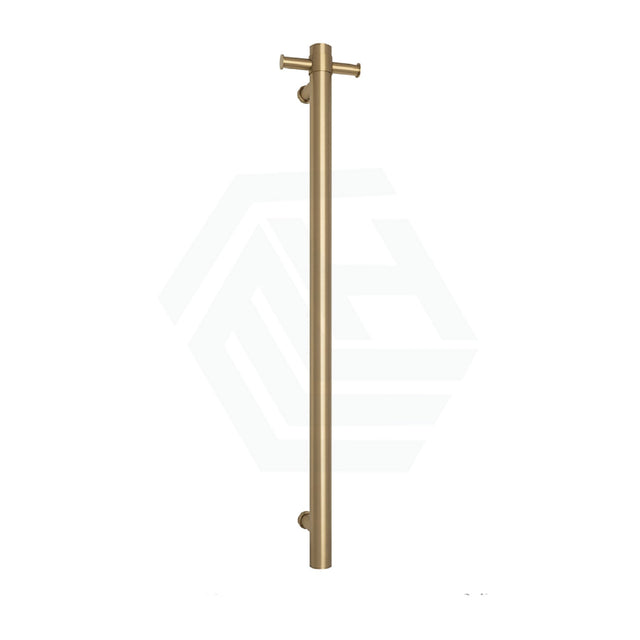 G#2(Gold) Thermogroup 12V 900Mm Brushed Brass Round Vertical Single Heated Towel Rail Rails