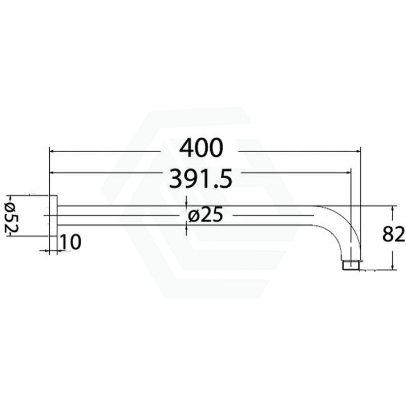 400Mm Round Horizontal Shower Arm Brushed Gold Wall Mounted Arms