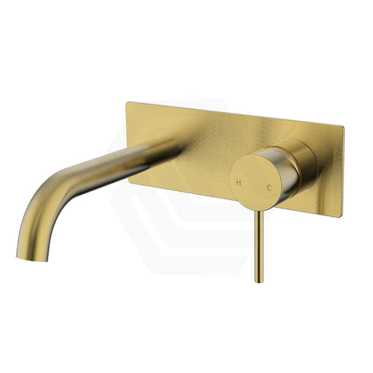 G#4(Gold) Ikon Hali Round Brushed Gold Brass Bathtub/Basin Wall Mixer With Spout Pin Lever Mixers