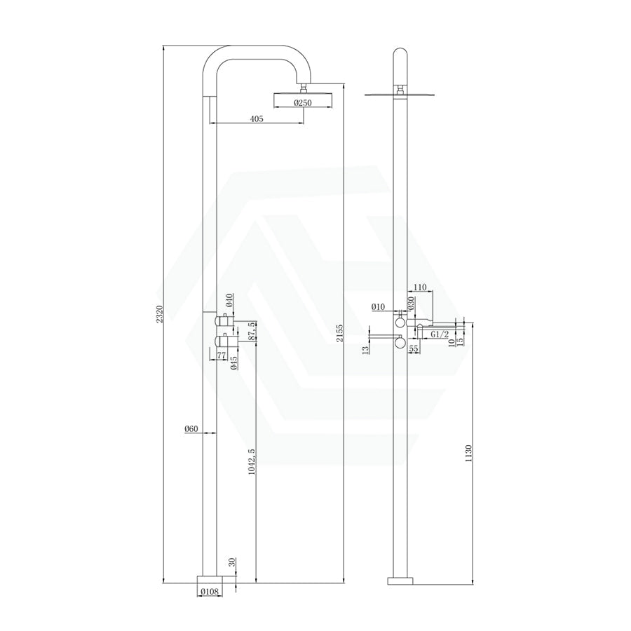 G#3(Gold) Linkware Elle 316 Freestanding Brushed Gold Twin Shower Showers