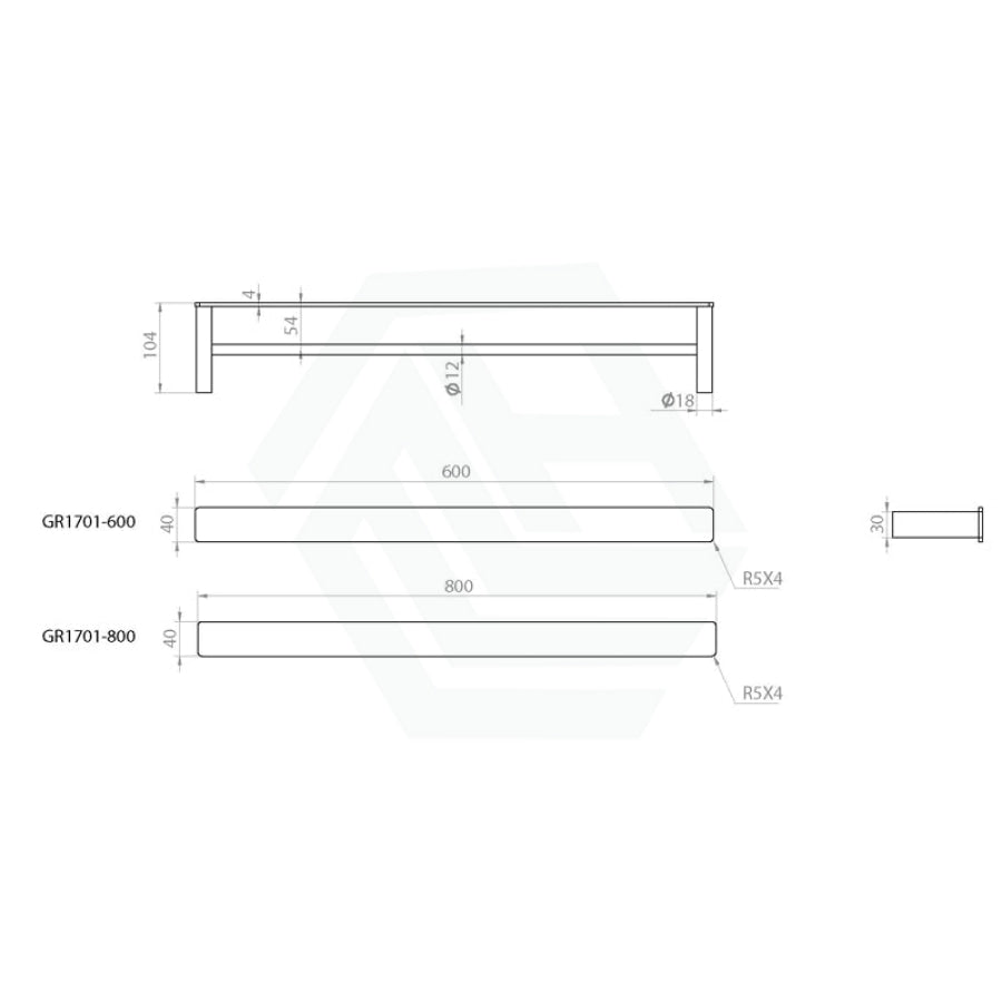 Linkware Gabe 600/800Mm Double Towel Rail Brushed Gold 800Mm Rails