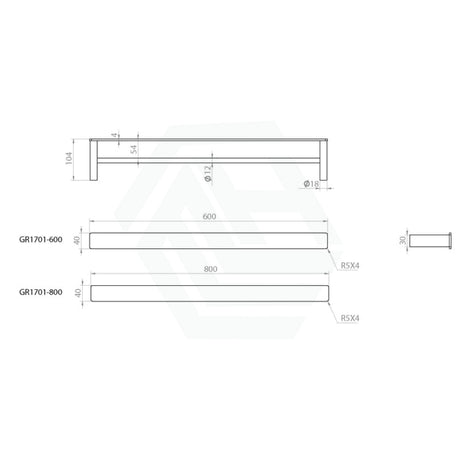 Linkware Gabe 600/800Mm Double Towel Rail Brushed Gold 800Mm Rails