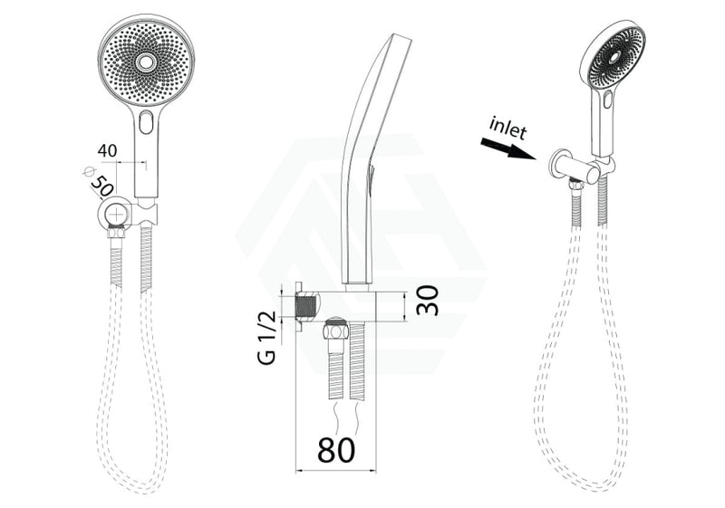 Linkware Gabe Hand Shower With Wall Bracket Brushed Gold Round Handheld Showers