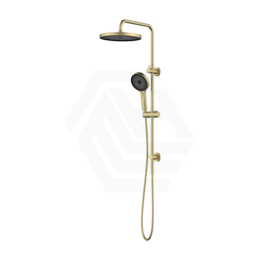 G#5(Gold) Linkware Gabe Twin Shower On Rail Brushed Gold Brushd Showers