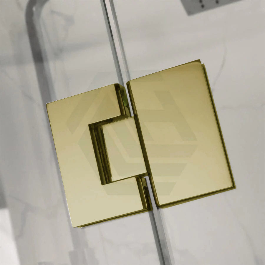 G#2(Gold) 685-1400Mm L Shape Frameless Shower Screen Hinge Door Fix Panel Light Brushed Gold