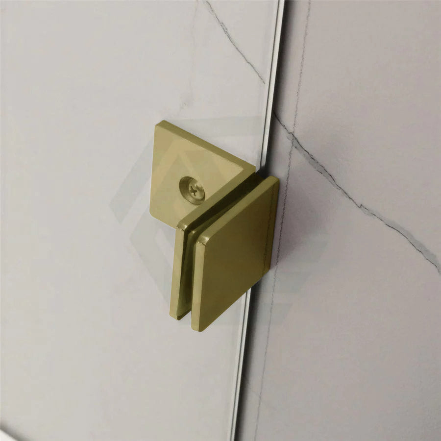 G#2(Gold) 685-1400Mm L Shape Frameless Shower Screen Hinge Door Fix Panel Light Brushed Gold