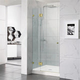 685-995Mm Wall To Shower Screen Hinge And Door Panel Brushed Gold Fittings Frameless 10Mm Glass