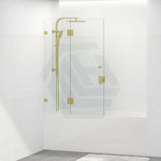 G#2(Gold) 850/1000X1500Mm Fixed & Swing Bathtub Shower Screen 10Mm Tempered Glass Frameless Panel