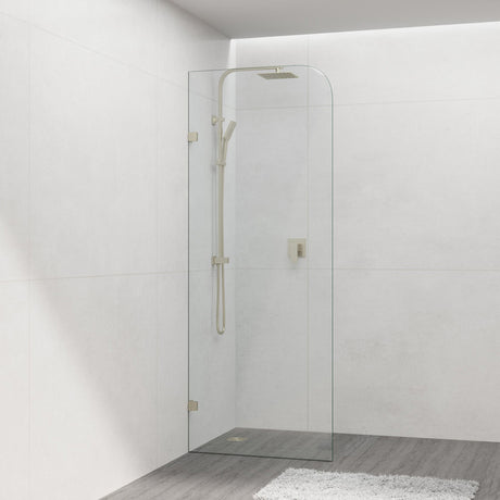 G#2(Gold) 900/1000/1200X2000Mm Frameless Curved Corner Shower Screen Single Door Fixed Panel 10Mm