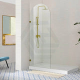 G#2(Gold) 900/1000X2200Mm Arch Frameless Shower Screen Fixed Panel Tempered Glass Light Brushed Gold