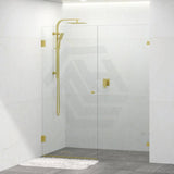 G#2(Gold) 940-1910Mm Frameless Wall To Shower Screen Door Hung With Fix Panel In Light Brushed Gold