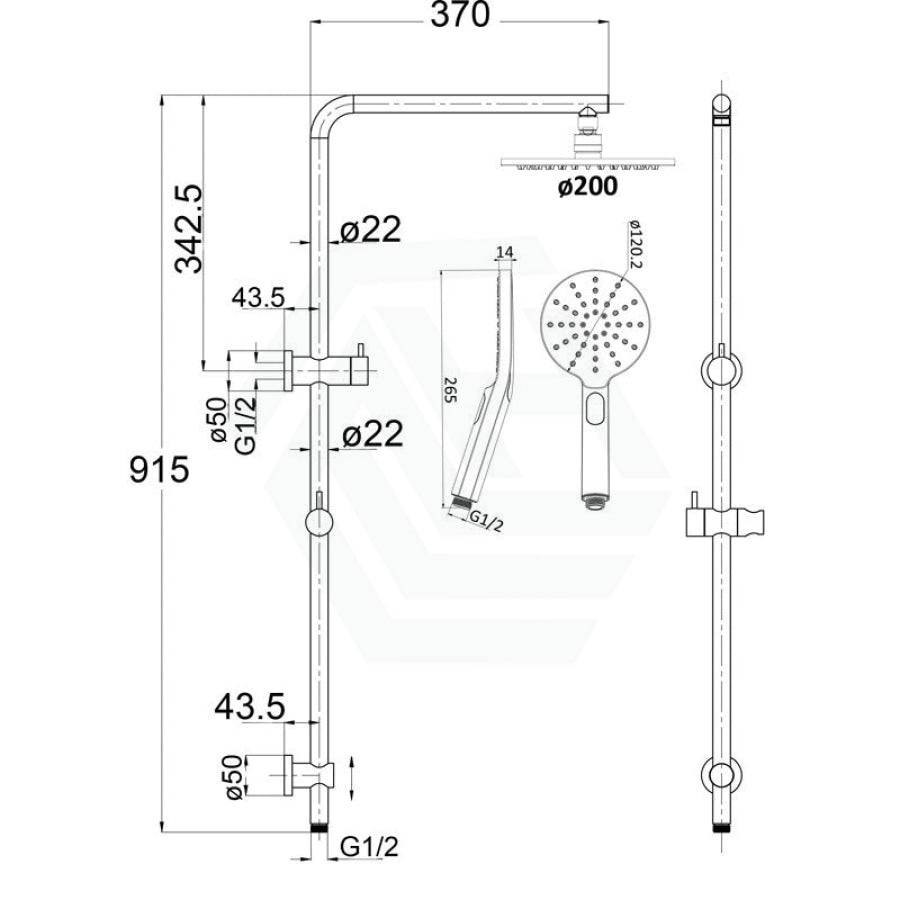 G#4(Gold) Cora Round Multi-Function Twin Shower Set In Brushed Gold Surface Showers