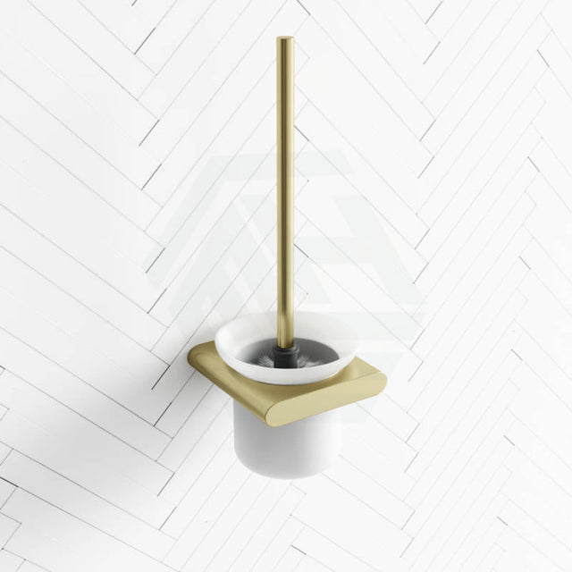 G#4(Gold) Cora Round Square Toilet Brush With Holder Brushed Gold Brushes & Holders