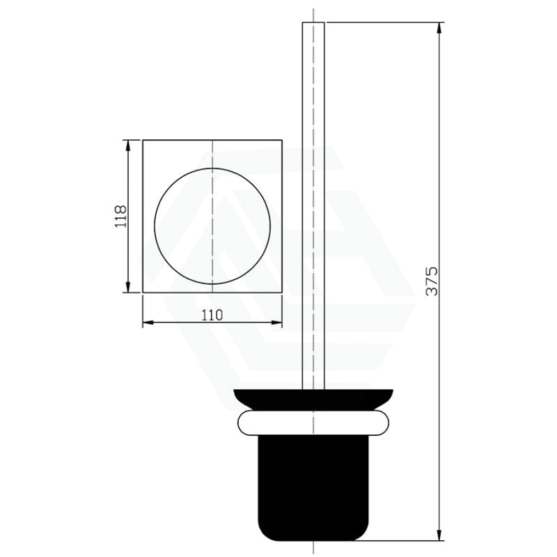 Round Square Toilet Brush With Holder Chrome And White