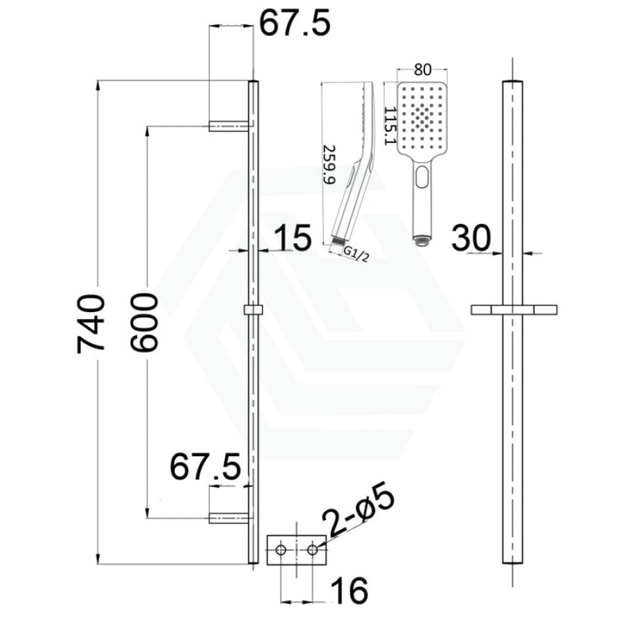 Eden Brushed Gold Sliding Handheld Shower On Rail With Water Inlet