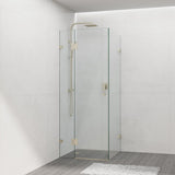 G#2(Gold) From 800Mm To 1200Mm Square Shower Screen Pivot Door With Return Panel Light Brushed Gold