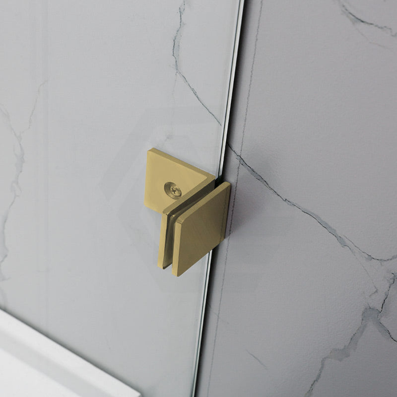 From 800Mm To 1200Mm Square Shower Screen Pivot Door With Return Panel Brushed Gold Frameless 10Mm