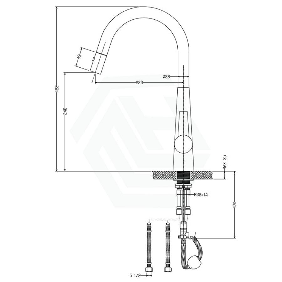 G#4(Gold) Otus Lux Brushed Gold Dr Brass Round Mixer Tap With 360° Swivel And Pull Out For Kitchen