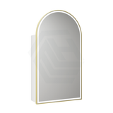 G#6(Gold) 500X900Mm Canterbury Led Mirror Arch Shaving Cabinet Matt White Finish Brushed Gold