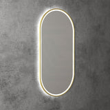 450X900Mm Beau Monde Led Mirror Oval Brushed Gold Framed Touch Sensor Backlit For Bathroom Mirrors