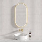 450X900Mm Beau Monde Led Mirror Oval Brushed Gold Framed Touch Sensor Backlit For Bathroom Mirrors