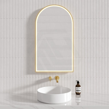 G#6(Gold) Aulic Canterbury 503X903Mm Brushed Gold Framed Touchless Arch Backlit Led Mirror Mirrors