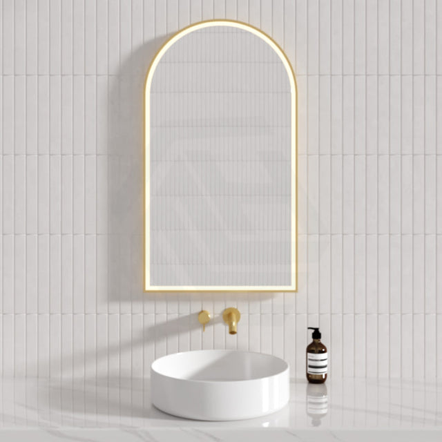 G#6(Gold) Aulic Canterbury 503X903Mm Brushed Gold Framed Touchless Arch Backlit Led Mirror Mirrors