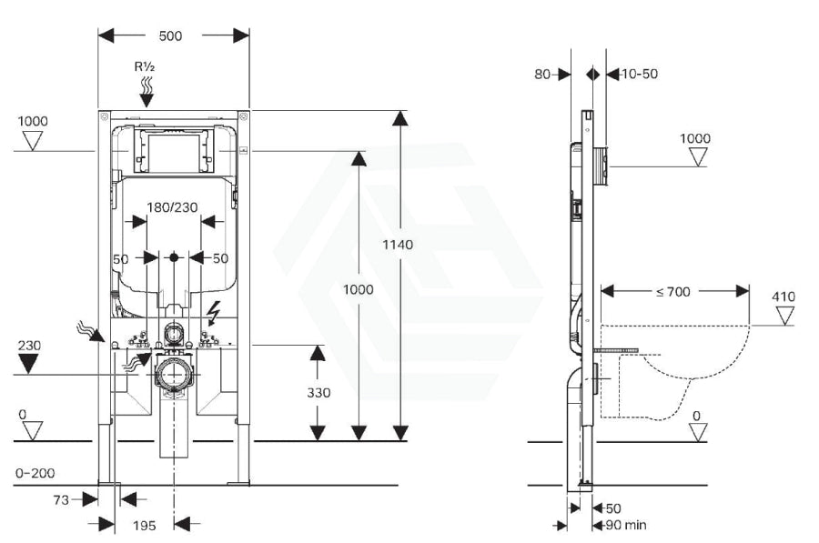 Geberit Framed Inwall Concealed Cistern Sigma8-F Push Button Available For Wall Hung Pans