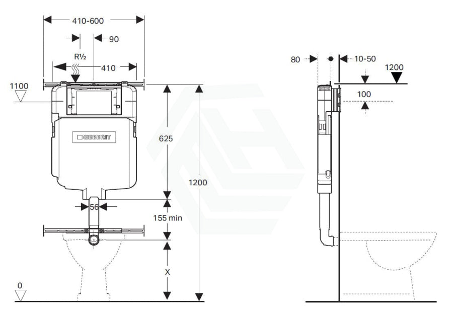 Geberit Frameless Inwall Concealed Cistern Sigma8 Push Button Available For Wall Floor Faced Pans