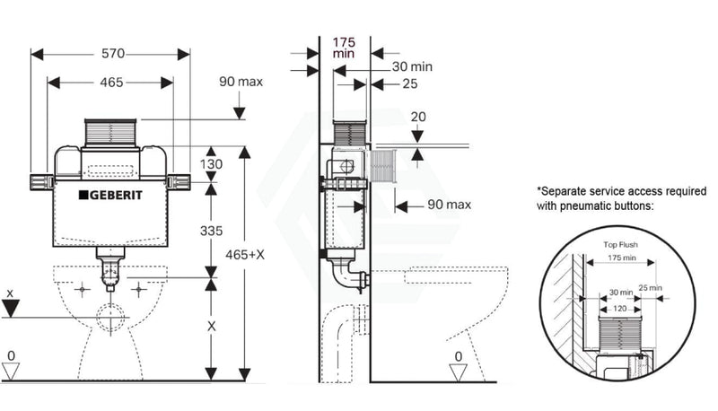 Geberit Kappa Frameless Inwall Cistern Button Suitable For Major Back To Wall S Or P Trap Toilet