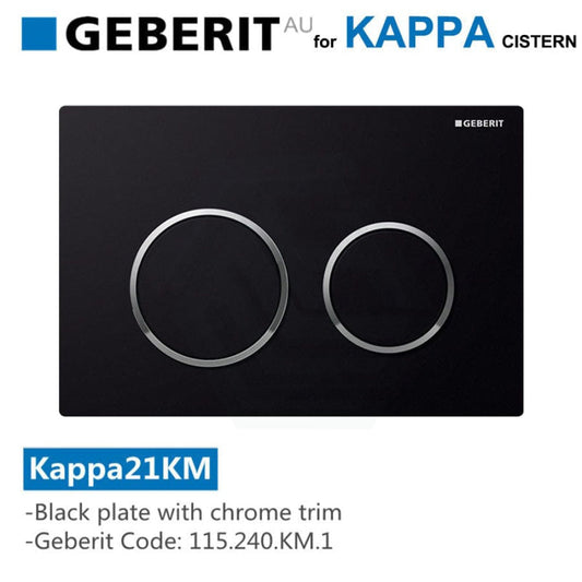 Geberit Kappa21Km Toilet Button Gloss Black Plate Chrome Trim For Concealed Cisterns 115.240.Km.1
