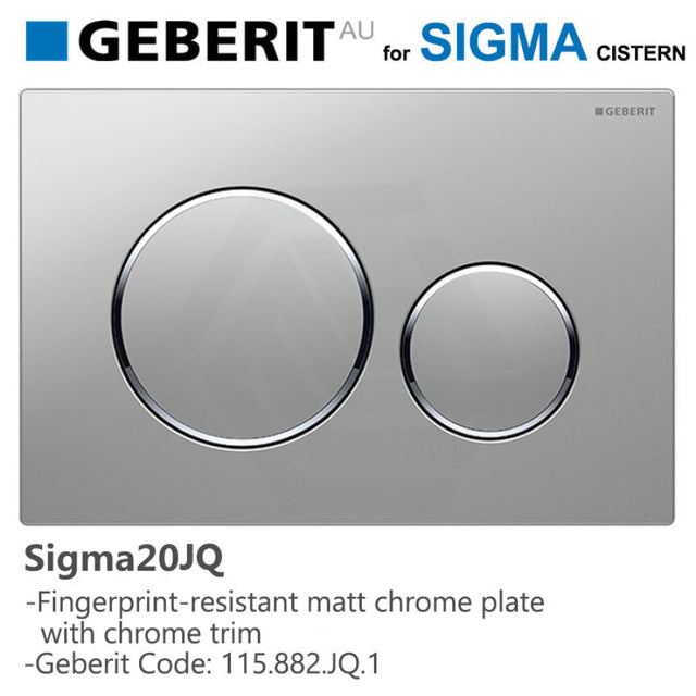 Geberit Sigma20Jq Toilet Button Fingerprint-Resistant Matt Chrome Plate Trim For Concealed Cisterns