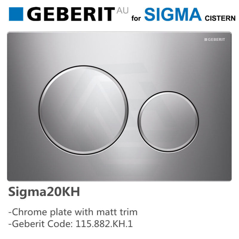 Geberit Sigma20Kh Toilet Button Chrome Plate Matt Trim For Concealed Cisterns 115.882.Kh.1 Toilets