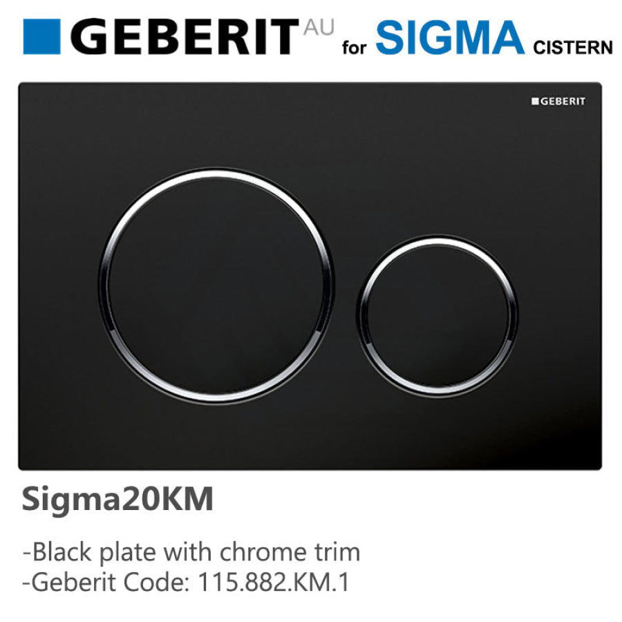 Geberit Sigma20Km Toilet Button Black Plate Chrome Trim For Cistern 115.882.Km.1 Toilets Push