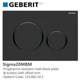 Geberit Sigma20Mbm Matt Black Plate Offset Trim Fingerprint-Resistant Button For Toilet Cistern