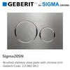 Geberit Sigma20Sn Toilet Button Brushed Stainless Steel Plate Chrome Trim For Concealed Cistern