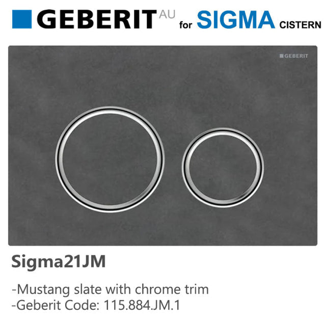 Geberit Sigma21Jm Toilet Button Mustang Slate Chrome Trim For Concealed Cistern 115.884.Jm.1