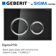 Geberit Sigma21Sj Toilet Button Black Plate Chrome Trim For Concealed Cistern 115.884.Sj.1 Toilets