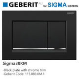 Geberit Sigma30Km Toilet Button Black Plate With Chrome Trim For Concealed Cistern 115.883.Km.1