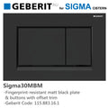 Geberit Sigma30Mbm Matt Black Plate Offset Trim Fingerprint-Resistant Button For Toilet Cistern