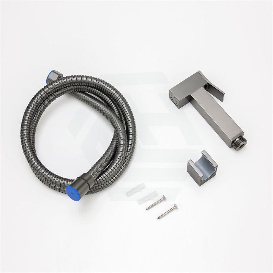 M#1(Gunmetal Grey) Gunmetal Grey Brass Square Toilet Bidet Spray Kit With 1.2M Stainless Steel Hose